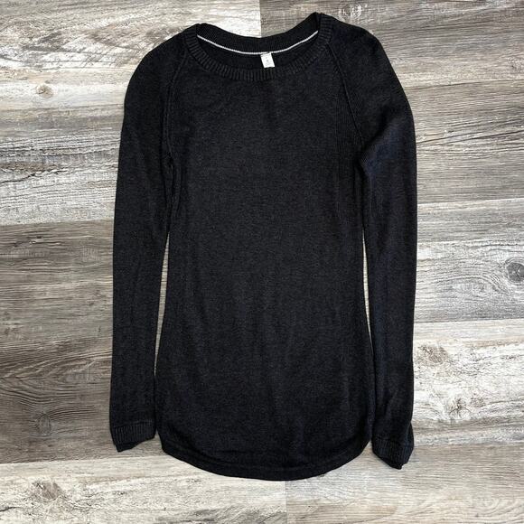 Lululemon Sunshine Coast Black Womens‎ 4 Thumbholes Rayon Cashmere Sweater - Picture 1 of 6